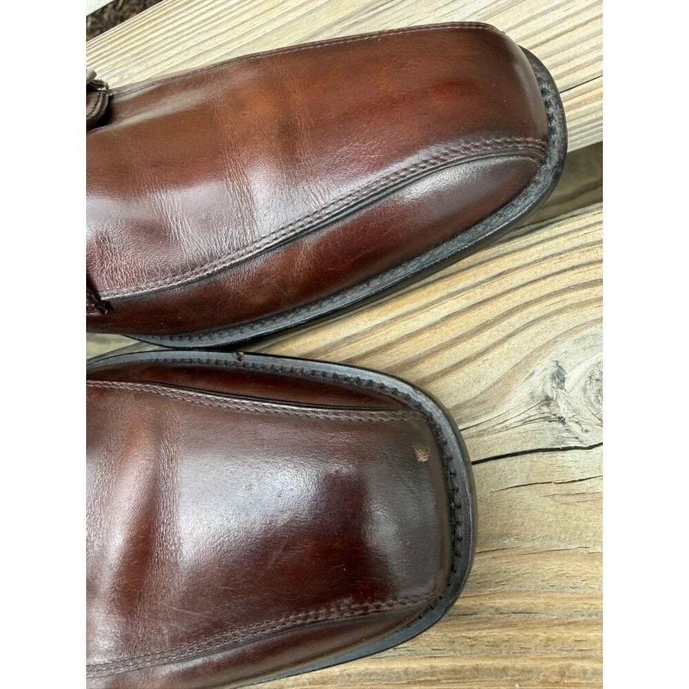 Johnston & Murphy Double Monk Strap Brown Leather Dress Shoes Mens 11.5M Flex